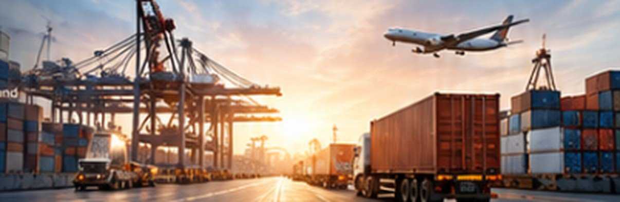 Cargo containers at sunset