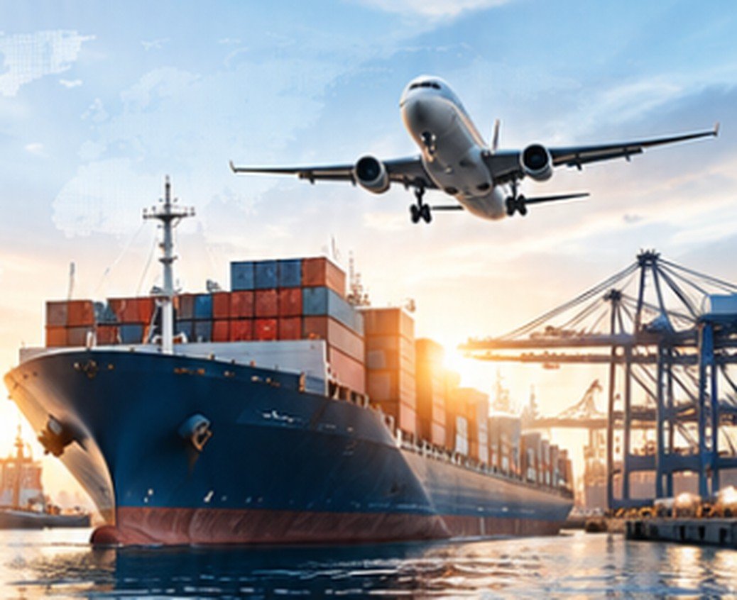 Cargo ship in the international seaport